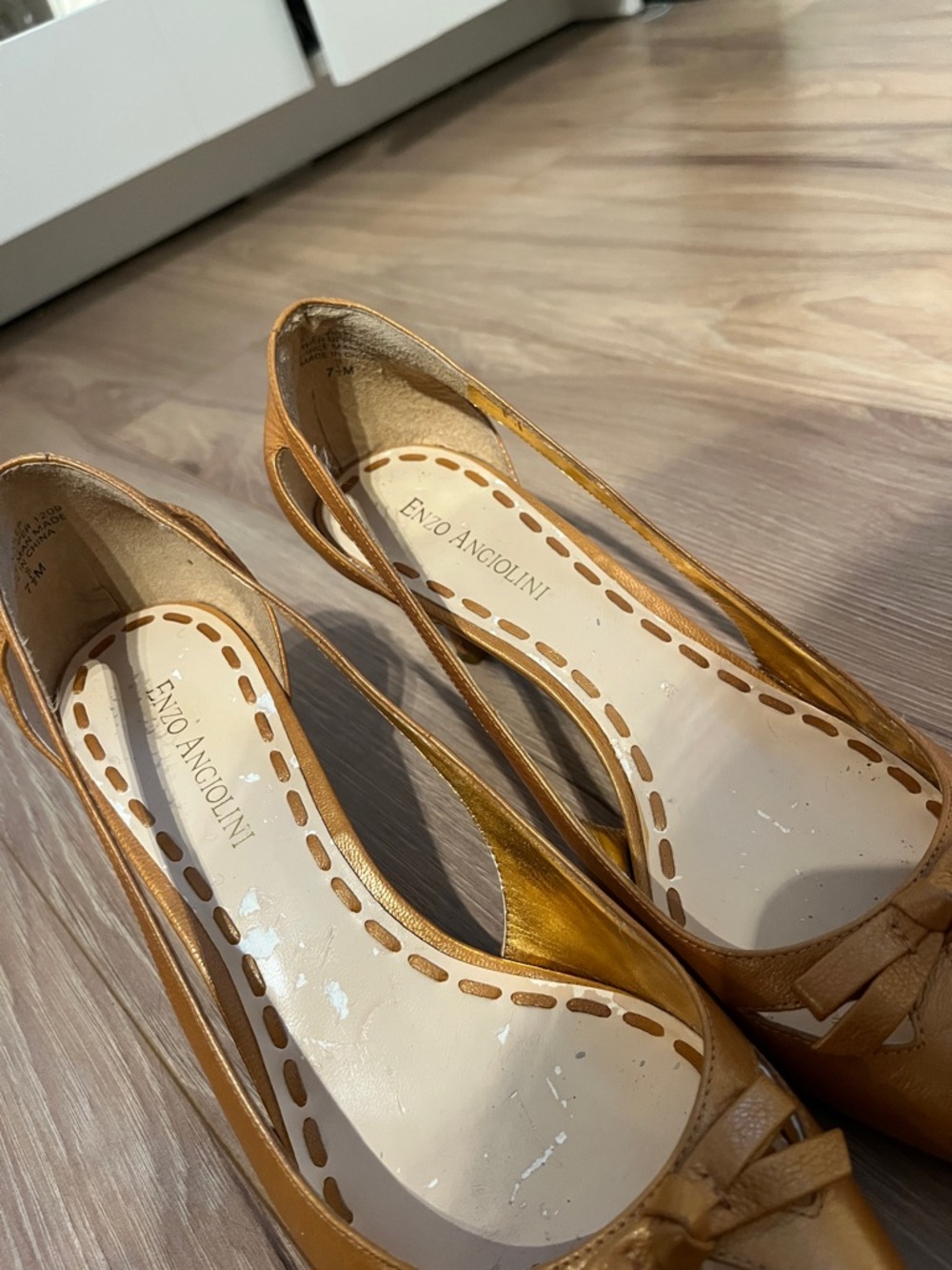 Enzo Angiolini Metallic Camel Pointed Slingback Heels - Picture 4 of 5